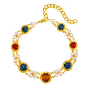Gorgeous Dillards Retro egg stone link Pearl necklace